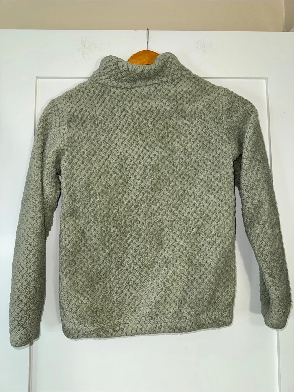 Columbia Kids Sage Green Quilted Fleece Jacket Sz Medium Teddy Bear Cozy Fluffy